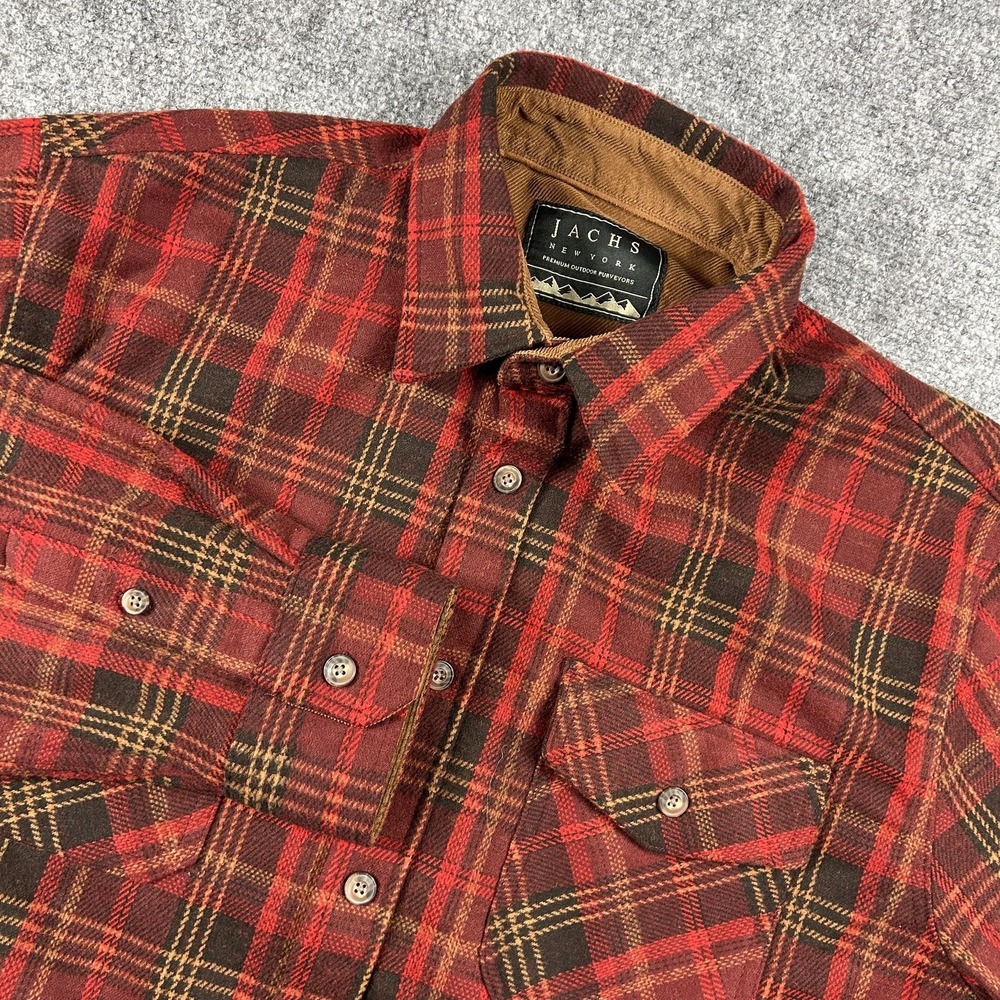 JACHS New York Shirt Mens 2XL Red Plaid Flannel Long Sleeve Button Heavyweight